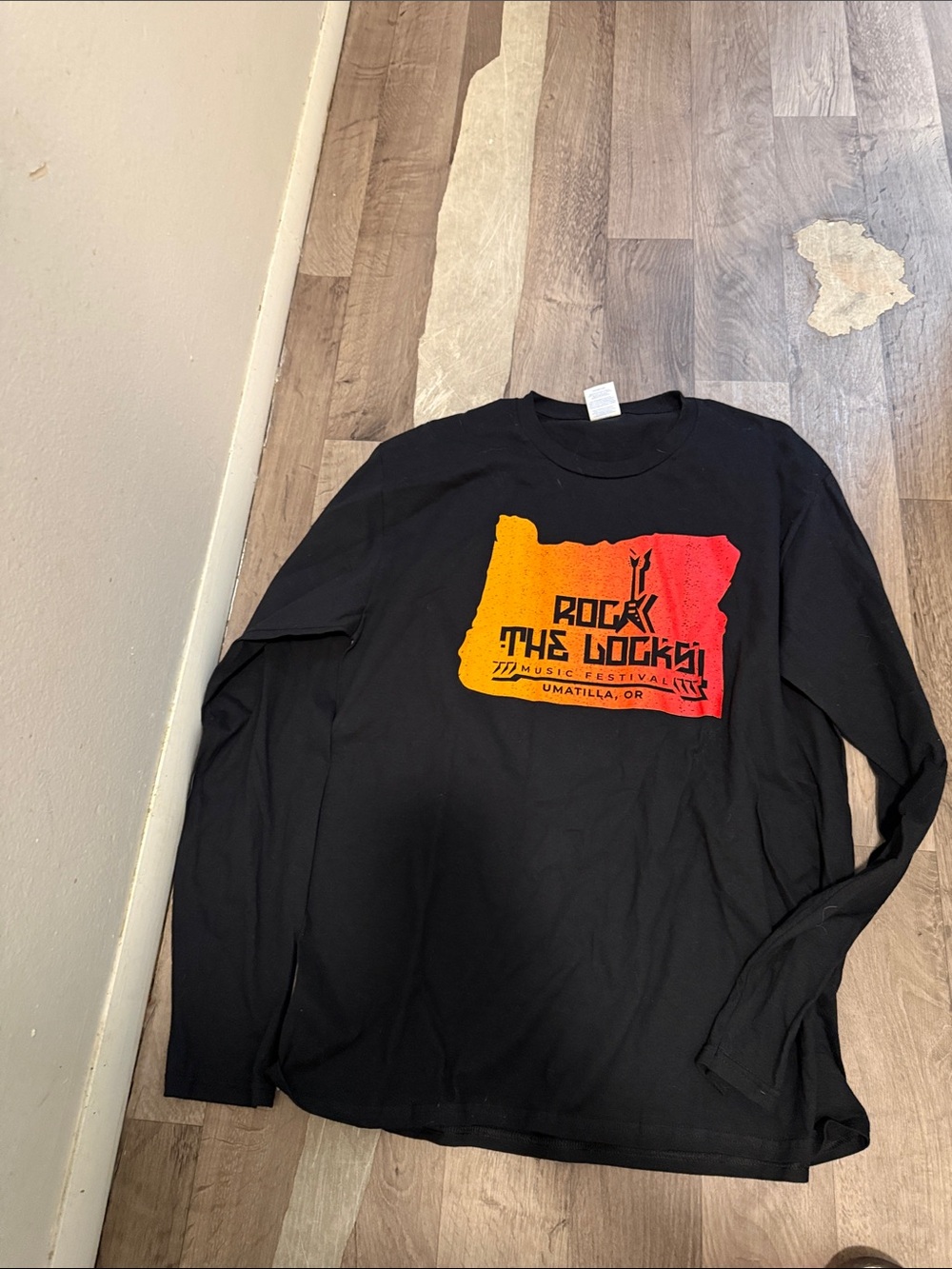 Rock The Locks! Long Sleeve Tee - Black with Orange-Red Graphic